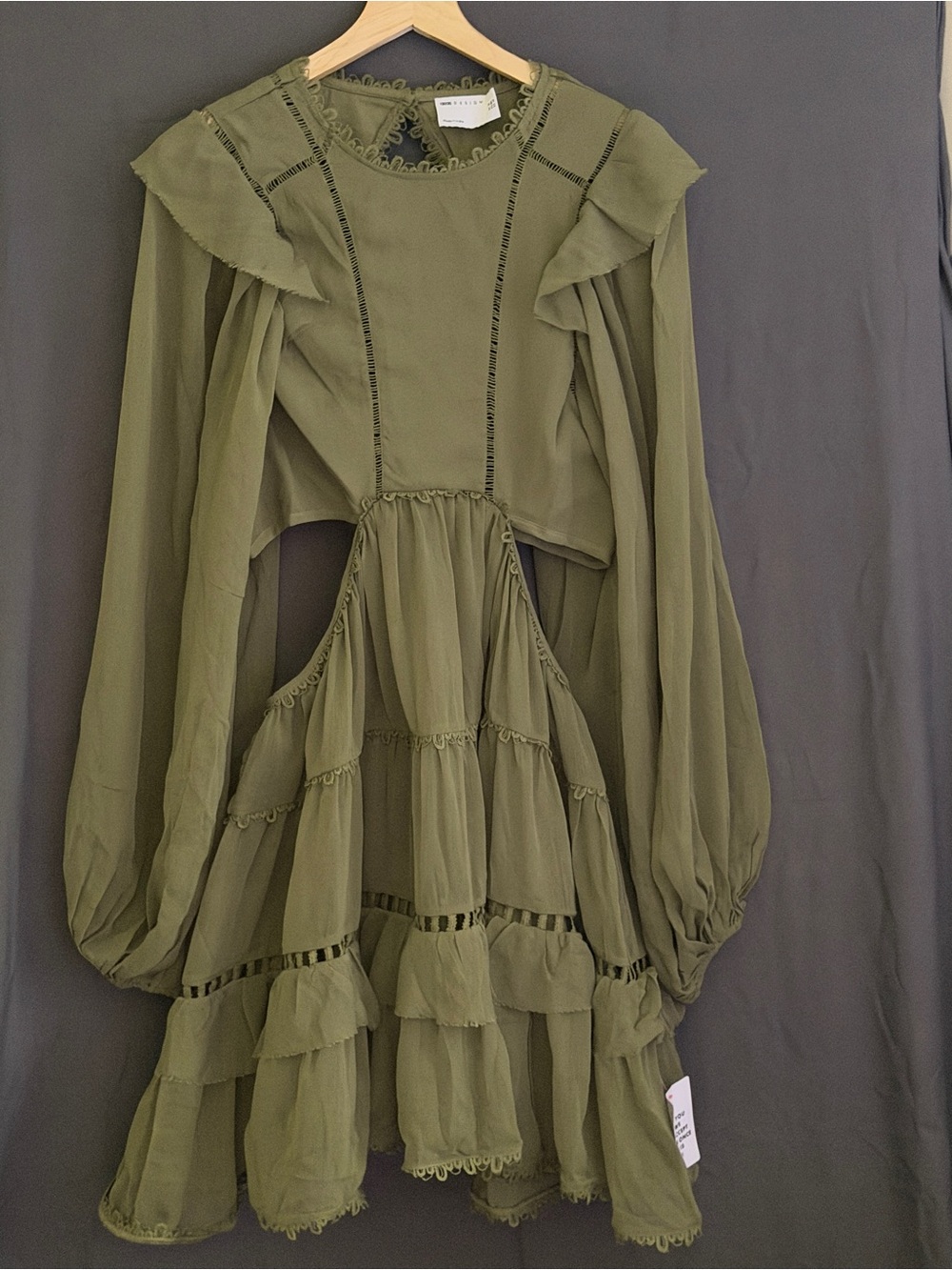 ASOS Olive Green Lace-Trim Dress